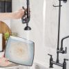 Commercial Restaurant Pull Down 2-Handle Wall Mount Pre-Rinse Spray Utility Kitchen Faucet in Matte Black