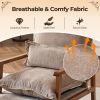 Cloud Shaped Indoor Leisure Chair with Solid Wood Armrest, Metal Frame, Chenille Fabric Accent Chair with Lumbar Pillow, Single Sofa Chair Khaki