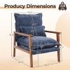 Cloud Shaped Indoor Leisure Chair with Solid Wood Armrest & Solid Wood Frame, Chenille Fabric Accent Chair with Lumbar Pillow, Single Sofa Chair Slate