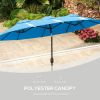 Double-sided Patio Umbrella, 9.5' Outdoor Umbrella with Push Button Tilt and Crank, 3 Air Vents and 12 Ribs, Cyan Blue