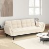 74 inch beige sofa soft two armrests throw pillow pillow comfortable fit apartment bedroom small space