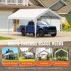 10x20 FT Carport Canopy Replacement Cover Heavy Duty Waterproof UV Resistant Tarp Shelter Top Easy Installation with Elastic Ropes White Only Canopy N