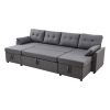 U Shaped Sofa Bed, Convertible Sofa Bed with 2 Side Pockets, 2 Pillows and Double Chaise, 6-Seat Pull Out Sleeper Couch with Large Storage Capacity fo