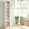 8-layer narrow bookshelf with 4 adjustable bookshelves and storage cabinets