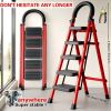 Heavy Duty 500 lbs Folding Step Ladder, Steel Step Stool with Wide Anti-Slip Pedals, Safety Lock and Handrails, Portable Multi Purpose Ladder for Home
