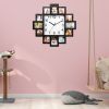 2 In 1 Wall Clock Photo Frame with Quartz Movement, 12 Photo Openings High Transparent Protective Cover ABS Material Back Hook Wall Mount for Living R