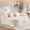 Boneless L-Shape Sectional Sofa with Curved Chaise,White Modular Chenille Compression Couch,30D High-Density Foam,Minimalist Modular Couches Sleeper f