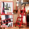 Heavy Duty 500 lbs Folding Step Ladder, Steel Step Stool with Wide Anti-Slip Pedals, Safety Lock and Handrails, Portable Multi Purpose Ladder for Home