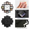 2 In 1 Wall Clock Photo Frame with Quartz Movement, 12 Photo Openings High Transparent Protective Cover ABS Material Back Hook Wall Mount for Living R