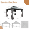 12' X 12' Hardtop Gazebo, Aluminum Metal Gazebo with Galvanized Steel Double Roof Canopy, Curtain and Netting, Permanent Gazebo Pavilion for Patio, Ba