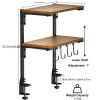 2 Tier Adjustable Clamp-On Desk Shelf, Metal Desktop Extension Organizer with Over Desk and Under Desk Storage, 13 Inch Desk Rack for Office, Home Wor