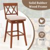 2-Pack 29" Swivel Bar Stools - Solid Rubber Wood Frame, Ergonomic Curved Backrest