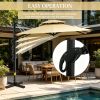 10ft Beige Hanging Cantilever Patio Umbrella Square Shape Aluminum Cross Base Tilt 360-Degree Rotation for Outdoor Relaxation