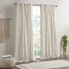 Cotton Printed Curtain Panel with Chenille Stripe and Lining Ivory 50x84"