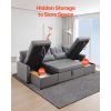 U Shaped Sofa Bed, Convertible Sofa Bed with 2 Side Pockets, 2 Pillows and Double Chaise, 6-Seat Pull Out Sleeper Couch with Large Storage Capacity fo