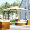 10ft Offset Patio Umbrella, Hanging Cantilever Umbrella, Square Shape, Aluminum Cross Base, Tilt, 360-Degree Rotation, Beige