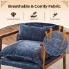 Cloud Shaped Indoor Leisure Chair with Solid Wood Armrest & Solid Wood Frame, Chenille Fabric Accent Chair with Lumbar Pillow, Single Sofa Chair Slate