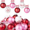24Pcs Valentines Day Ball Ornaments, 2.36Inch Red Pink White Hanging Balls for Tree, Letter Hanging Baubles Valentine's Day Party Supplies for Wedding