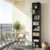 Narrow 8-story bookshelf with 4 adjustable shelves and storage cabinets