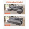 U Shaped Sofa Bed, Convertible Sofa Bed with 2 Side Pockets, 2 Pillows and Double Chaise, 6-Seat Pull Out Sleeper Couch with Large Storage Capacity fo