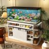 75 Gallon Fish Tank Stand with LED Light &Power Outlets, 55-75 Gallon Aquarium Stand with Sliding Fluted Doors, 2 Large Cabinet and Storage Shelves, C