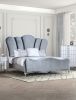 Glam Beautiful Silver Fabric 1pc Eastern King Size Bed Padded Channel Headboard Bedroom Furniture