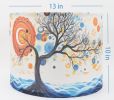 Decorative Lamp Shade Polyester Fibre Printed Abstract Sun Tree Drum Shade for Table Lamp