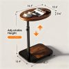 Table with Infinite Adjustable Height - C-Shaped Sofa End Side Table for Snack Laptop Desk Small Spaces (Brown)