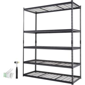 Storage Shelving Unit, 5-Tier Adjustable, 2000 lbs Capacity, Heavy Duty Garage Shelves Metal Organizer Wire Rack, Black, 60" L x 24" W x 78" H for Kit