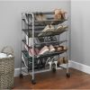 5 Tier, 30 Pair, Metal Mesh Shoe Rack