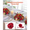 Flower Balls Arrangement Bouquet 10 PCS, 9.5-Inch Wedding Red Roses Centerpieces, Fake Flowers Kissing Balls Decor Artificial Floral Arrangements Flow