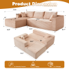 Compression Sectional Couch with Comfy Chaise, Boneless L Shape Sofa with Deep Seat, Minimalist Modular Couches Sleeper for Living Room Bedroom Apartm