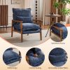 Cloud Shaped Indoor Leisure Chair with Solid Wood Armrest & Solid Wood Frame, Chenille Fabric Accent Chair with Lumbar Pillow, Single Sofa Chair Slate