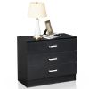 3-Drawer P2 Particleboard Bedside Table with Melamine Finish Drawer Cabinet Lockers 25.98*12.99*22.05in White