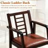 Heavy-Duty Solid Wood Rocking Chair, Ergonomic Accent Armchair with Breathable Ladder Back for Indoor Relaxation-Brown
