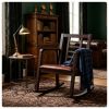 Heavy-Duty Solid Wood Rocking Chair, Ergonomic Accent Armchair with Breathable Ladder Back for Indoor Relaxation-Brown
