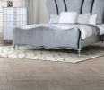 Glam Beautiful Silver Fabric 1pc Eastern King Size Bed Padded Channel Headboard Bedroom Furniture