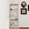 Behind The Door 69" Tall Bookcase with 4 Shelves and 5 hooks, Space-Saving Narrow storage cabinet for Living Room, Children's Room, Study Room, Kitche