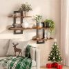Floating Shelves, 15 Inch Wall Shelf Set of 2, Wall Mounted Storage Shelves 2-Tier, Hanging Bathroom Shelves, for Living Room, Bedroom, Bathroom, Kitc