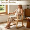 Heavy-Duty Solid Wood Rocking Chair, Ergonomic Accent Armchair with Breathable Ladder Back for Indoor Relaxation-Natural