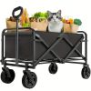 Heavy Duty Foldable Utility Wagon Cart 220 lbs Capacity Portable Collapsible Outdoor Beach Garden Trolley with 360Â° All Terrain Wheels Side Pockets f