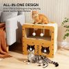 Cat Beds for Indoor Cats   Wooden Cat Scratcher House & Cardboard Condos   Covered  Kitten Bed Cave Furniture  Cute Playhouse Box
