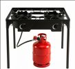 2 Burner Propane Stove 160000 BTU Adjustable Regulator And Hose Camping BBQ Outdoor Cooking Equipment