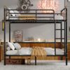 Twin XL over Twin XL Metal Bunk Bed, Industrial Detachable Bunkbeds with Safety Guard Rails for Teens, Black