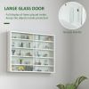 5-Tier White Display Cabinet with Glass Doors & Adjustable Shelves, Wall-Mounted