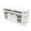 75 Gallon Fish Tank Stand with LED Light &Power Outlets, 55-75 Gallon Aquarium Stand with Sliding Fluted Doors, 2 Large Cabinet and Storage Shelves, C