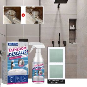 JUE-FISH Foaming Bathroom Care Spray Kit with 2pcs Cleaning Cloths, Lighten Water Marks & Limescale on Shower Head Faucet Tile, Easy Rinse No Residue