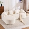 Boneless L-Shape Sectional Sofa with Curved Chaise,White Modular Chenille Compression Couch,30D High-Density Foam,Minimalist Modular Couches Sleeper f