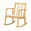 Heavy-Duty Solid Wood Rocking Chair, Ergonomic Accent Armchair with Breathable Ladder Back for Indoor Relaxation-Natural
