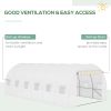 20' x 10' x 7' Greenhouse Replacement Walk-in PE Hot House Cover with 12 Windows Roll-Up & Zipper Door, White